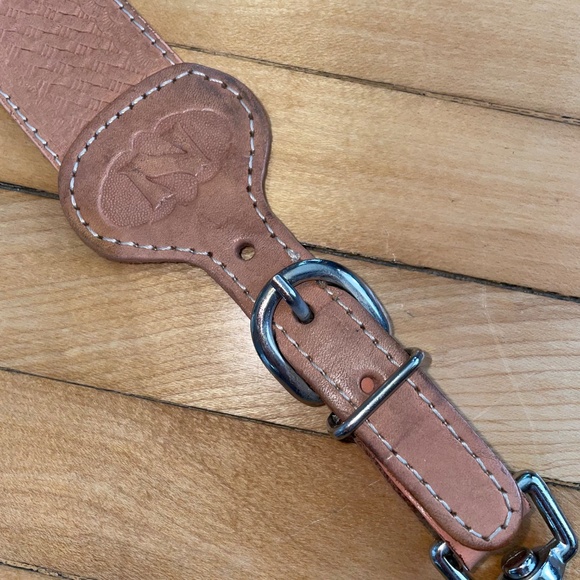 Nocona Belt Co. Standard Basketweave Embossed Leather Suspenders Natural Medium - Picture 6 of 11